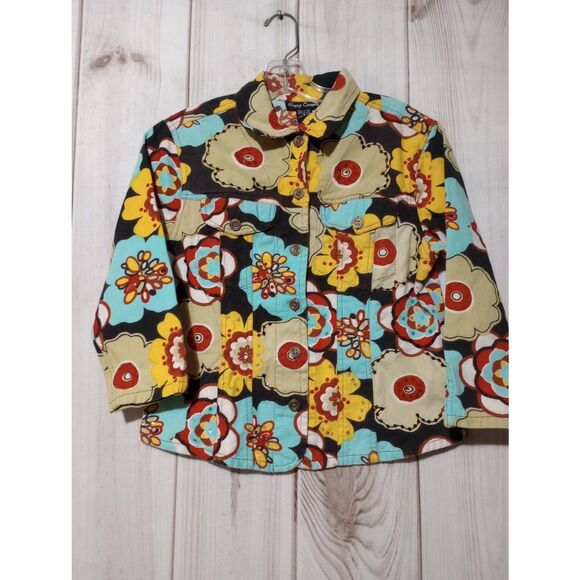 Gandy Courture Jacket Ladies Small Retro Floral Denim - Picture 1 of 6